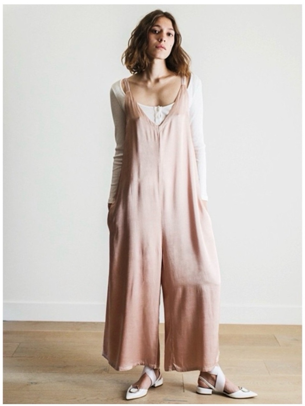 Anthropologie Dusty Pink Wide-Leg Jumpsuit